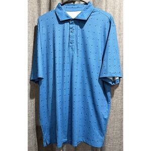 Berkley Jensen Performance Polo Men's XL Blue Pattern Print Golf Athletic